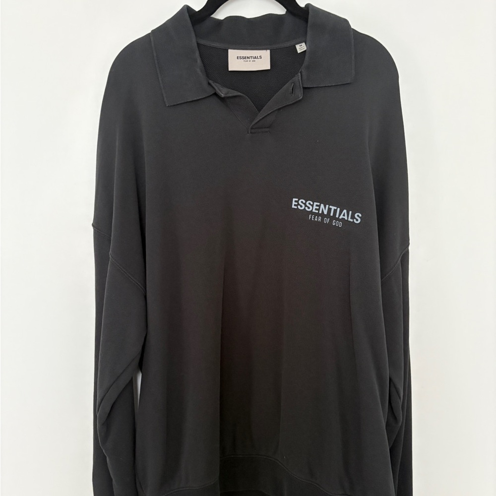 Fear of God Essentials Black Charcoal Long Sleeve Polo shirt